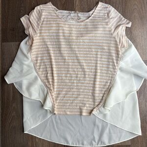 Entro Beige and White Striped Blouse